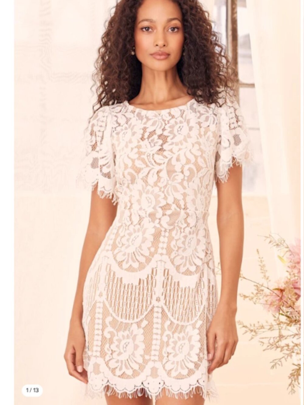 Pearson White Lace Short Sleeve Dress